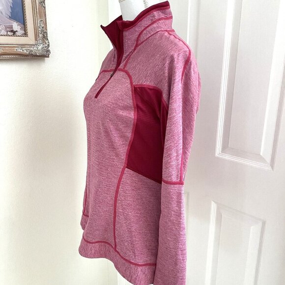 Lululemon Heather Pink Red Mesh Athletic Long Sleeve 1/4 Zip Top Size 10 - Picture 5 of 11